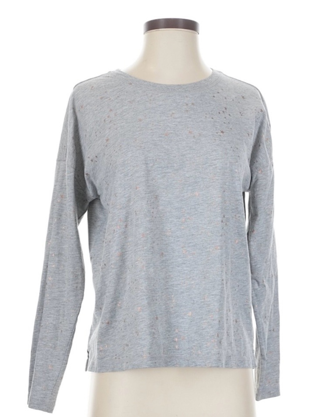Saturday Sunday Grey Long Sleeve Top with Rose Gold Stars